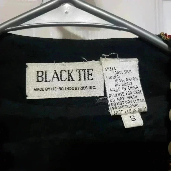 Vintage Black Tie Sequin Pearl Jacket - Picture 7 of 8